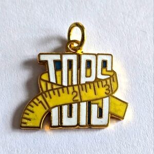 Vintage TOPS charm pendant gold tone measuring tape take off pounds sensibly